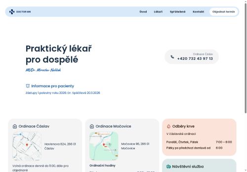 Zobrazit webové stránky Praktický lékař pro dospělé DOKTOR MN - MUDr. Miroslav Nulíček