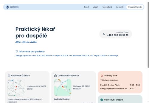 Zobrazit webové stránky Praktický lékař pro dospělé DOKTOR MN - MUDr. Miroslav Nulíček