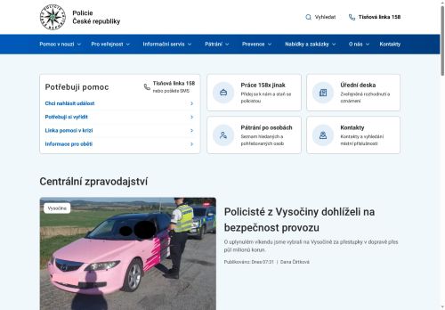 Webové stránky Krajské ředitelství policie Středočeského kraje, Bernartice