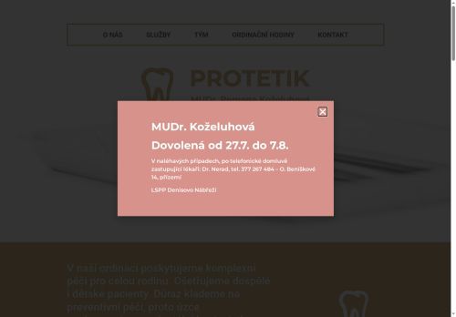 Zobrazit webové stránky PROTETIK zubní ordinace s.r.o. - MUDr. Romana Koželuhová
