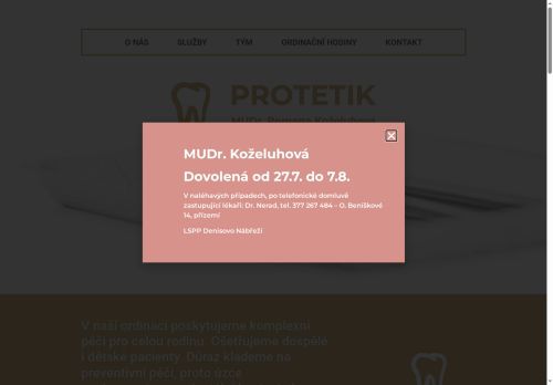 Zobrazit webové stránky PROTETIK zubní ordinace s.r.o. - MUDr. Romana Koželuhová
