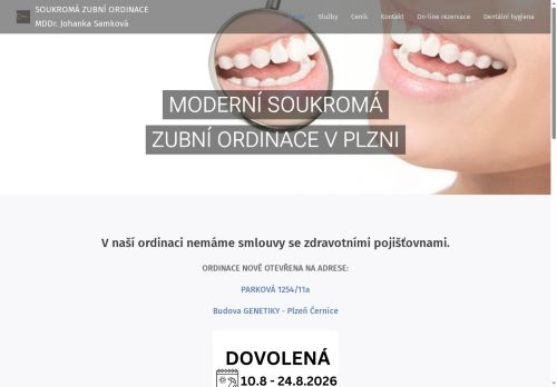 Zobrazit webové stránky Zubní ordinace - MUDr. Johanka Samková
