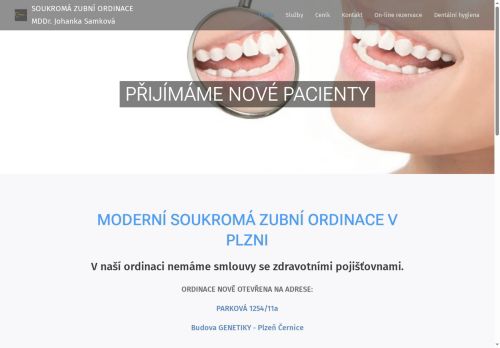 Zobrazit webové stránky Zubní ordinace - MUDr. Johanka Samková