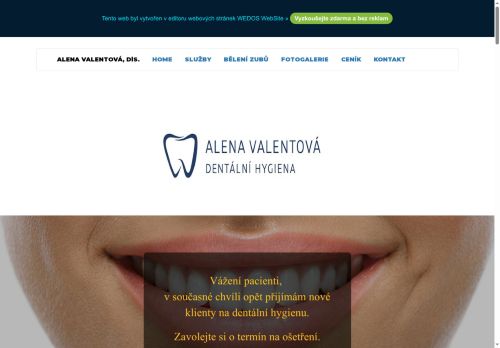 Zobrazit webové stránky Dentální hygiena Alena Valentová, DiS.