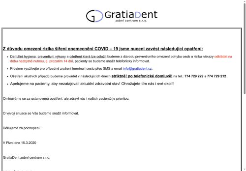Zobrazit webové stránky Zubní centrum GratiaDent