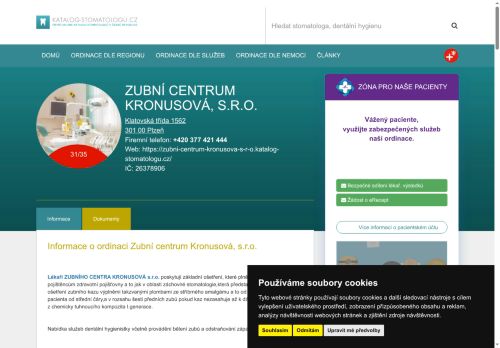 Zobrazit webové stránky Zubní centrum Kronusová, s.r.o. - MUDr. Marcela Kronusová