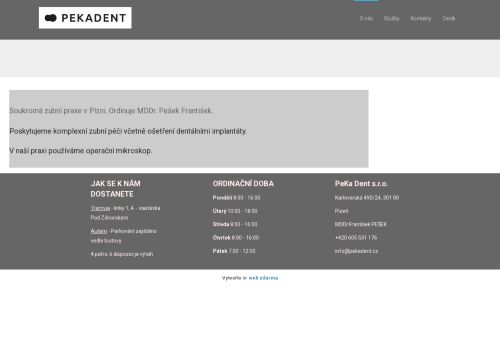 Zobrazit webové stránky Zubní ordinace PEKADENT - MDDr. Pešek František