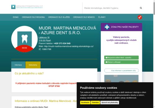 Zobrazit webové stránky Zubní ordinace Azure Dent s.r.o. - MUDr. Martina Menclová