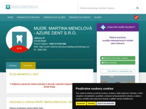 Zubní ordinace Azure Dent s.r.o. - MUDr. Martina Menclová
