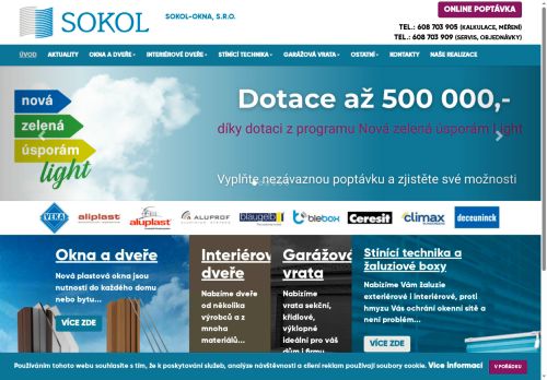 Webové stránky Sokol-okna s.r.o., Břeclav