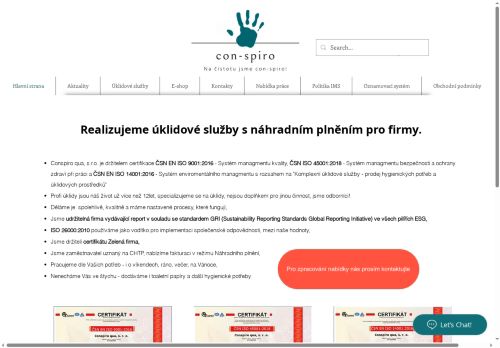 Webové stránky Conspiro qua, s.r.o., Brno