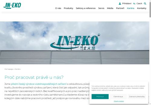 IN - EKO TEAM s.r.o. nabízí práci na pozici Mistr výroby (m/ž) v obci Tišnov