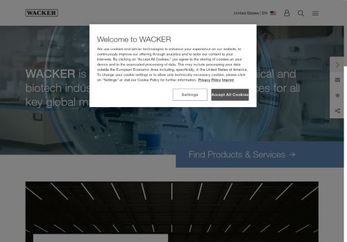 Webové stránky Wacker-Chemie, s.r.o., Plzeň