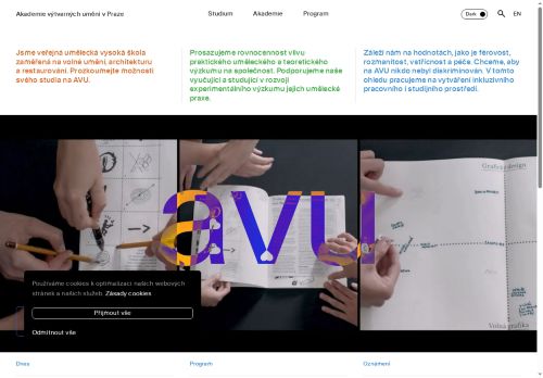 Webové stránky Akademie výtvarných umění v Praze, Praha
