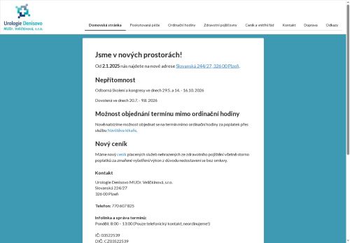 Zobrazit webové stránky Urologie Denisovo MUDr. Veličkinová, s.r.o. - MUDr. Hana Panochová