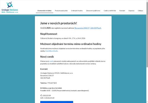 Zobrazit webové stránky Urologie Denisovo MUDr. Veličkinová, s.r.o. - MUDr. Hana Panochová