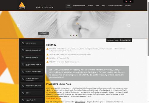 Zobrazit webové stránky ORL ambulance LENTE Plzeň