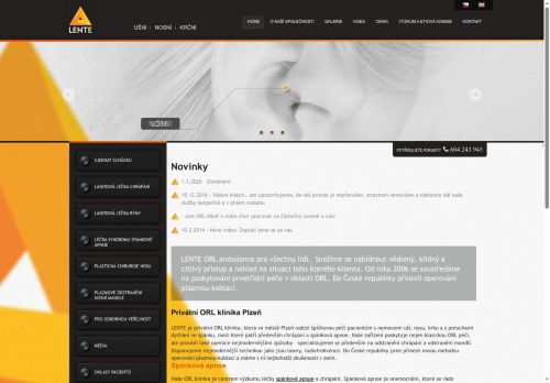 Zobrazit webové stránky ORL ambulance LENTE Plzeň