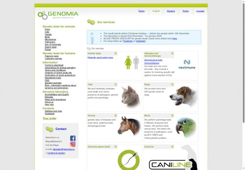 Zobrazit webové stránky Genetická laboratoř Genomia
