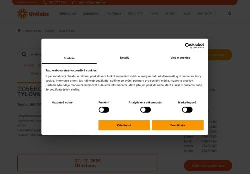 Zobrazit webové stránky Laboratoř Unilabs - odběrové místo Tylova, Plzeň