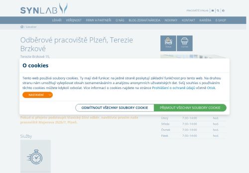 Zobrazit webové stránky Laboratoř SYNLAB - odběrové pracoviště Terezie Brzkové, Plzeň