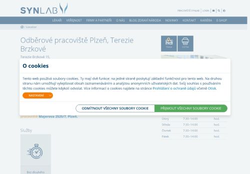 Zobrazit webové stránky Laboratoř SYNLAB - odběrové pracoviště Terezie Brzkové, Plzeň