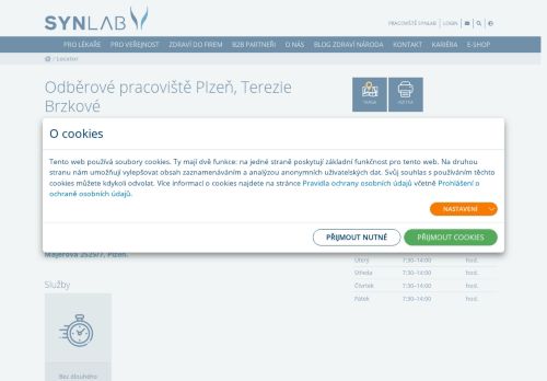 Zobrazit webové stránky Laboratoř SYNLAB - odběrové pracoviště Terezie Brzkové, Plzeň