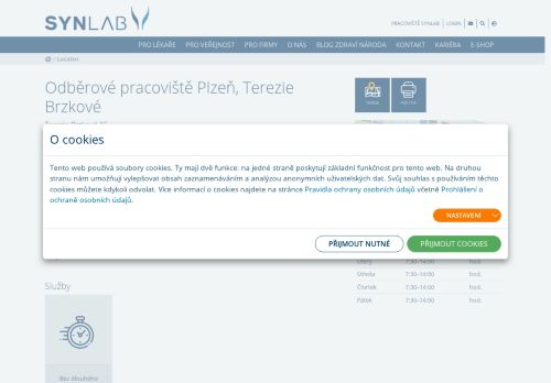 Zobrazit webové stránky Laboratoř SYNLAB - odběrové pracoviště Terezie Brzkové, Plzeň