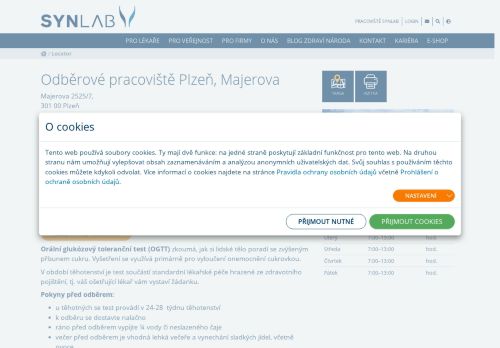 Zobrazit webové stránky Laboratoř SYNLAB - odběrové pracoviště Majerova, Plzeň
