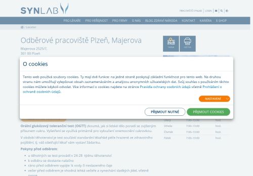Zobrazit webové stránky Laboratoř SYNLAB - odběrové pracoviště Majerova, Plzeň