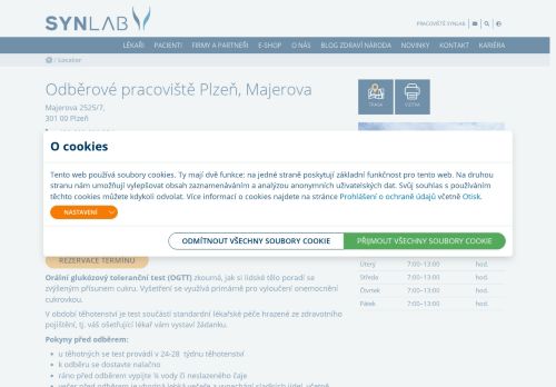 Zobrazit webové stránky Laboratoř SYNLAB - odběrové pracoviště Majerova, Plzeň