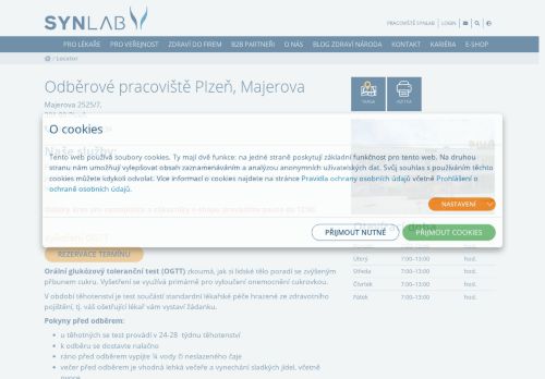 Zobrazit webové stránky Laboratoř SYNLAB - odběrové pracoviště Majerova, Plzeň