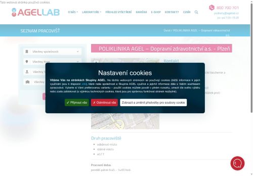 Zobrazit webové stránky Laboratoř AGELLAB - odběrové místo poliklinika AGEL