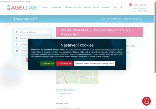 Zobrazit webové stránky Laboratoř AGELLAB - odběrové místo alej Svobody, Plzeň