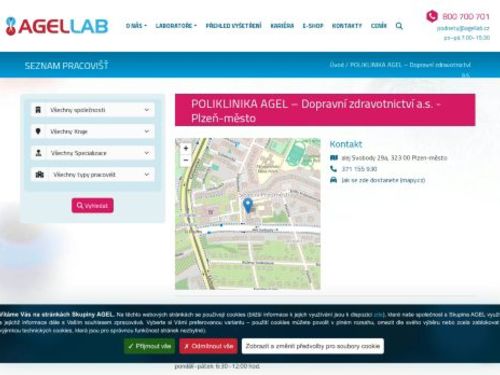 Laboratoř AGELLAB - odběrové místo alej Svobody, Plzeň