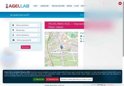 Zobrazit webové stránky Laboratoř AGELLAB - odběrové místo alej Svobody, Plzeň