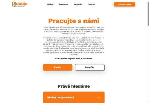 Dlabaja s.r.o. nabízí práci na pozici Mistr/Stavbyvedoucí v obci Moravské Budějovice
