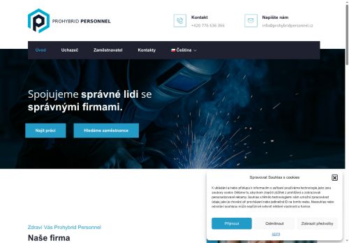 Webové stránky PROHYBRIDWELDING s.r.o., Benešov