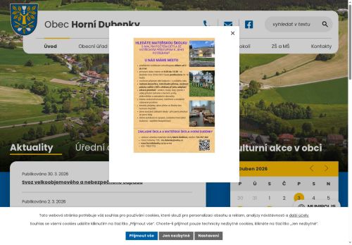 Webové stránky Obec Horní Dubenky, Horní Dubenky