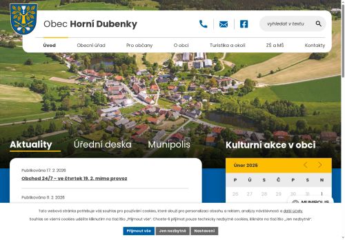 Webové stránky Obec Horní Dubenky, Horní Dubenky