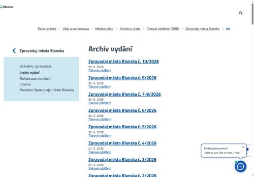 Zobrazit webové stránky Zpravodaj města Blanska