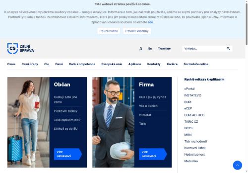 Webové stránky Generální ředitelství cel, Uherské Hradiště
