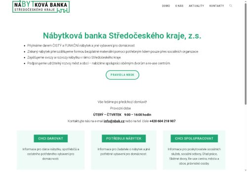 Webové stránky Nábytková banka Středočeského kraje, z.s., Benešov