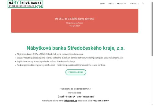 Webové stránky Nábytková banka Středočeského kraje, z.s., Benešov