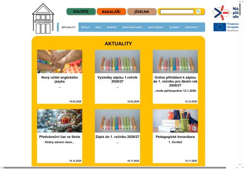 Webové stránky Základní škola T. G. Masaryka, Komárov, okres Beroun, Komárov