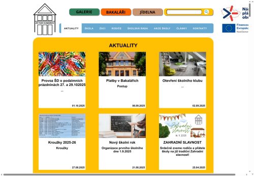 Webové stránky Základní škola T. G. Masaryka, Komárov, okres Beroun, Komárov