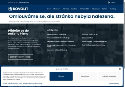 Webové stránky Kovolit a.s., Brno