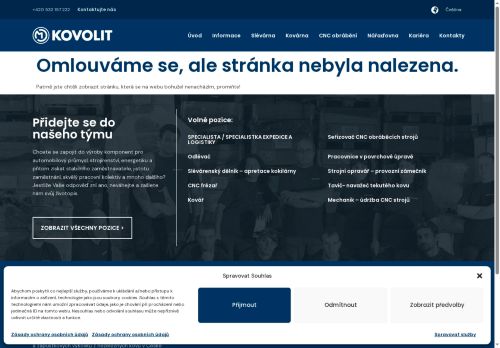 Webové stránky Kovolit a.s., Brno
