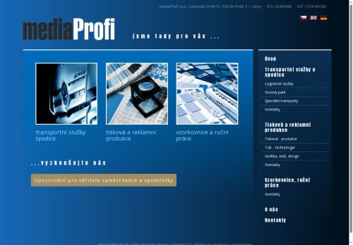 MediaProfi, s.r.o. nabízí práci na pozici řidič pro MKD s řidičským oprávněním C+E a 2 letou praxí v obci Plzeň