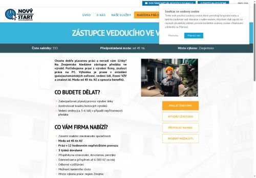 Webové stránky NOVÝ START, personální agentura s.r.o., Znojmo